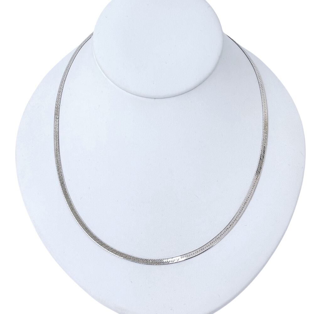 Vintage Sterling Silver 925 Herringbone Link Chain Necklace | 24"